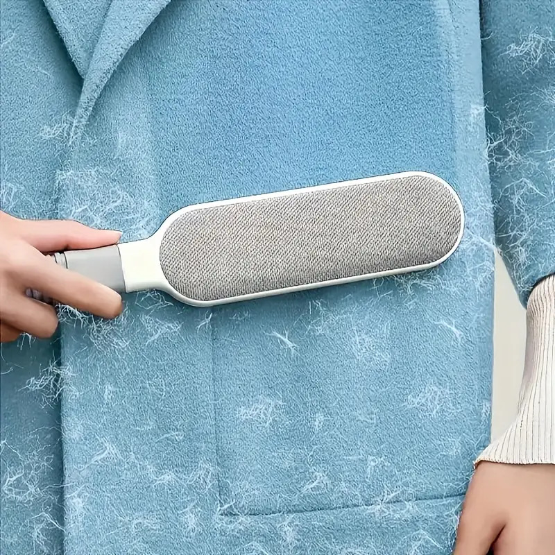 1pc double sided manual dust brush reusable pet hair remover suitable for clothes bedding sofas furniture carpets with plastic handle no electricity needed dog brush for shedding and grooming