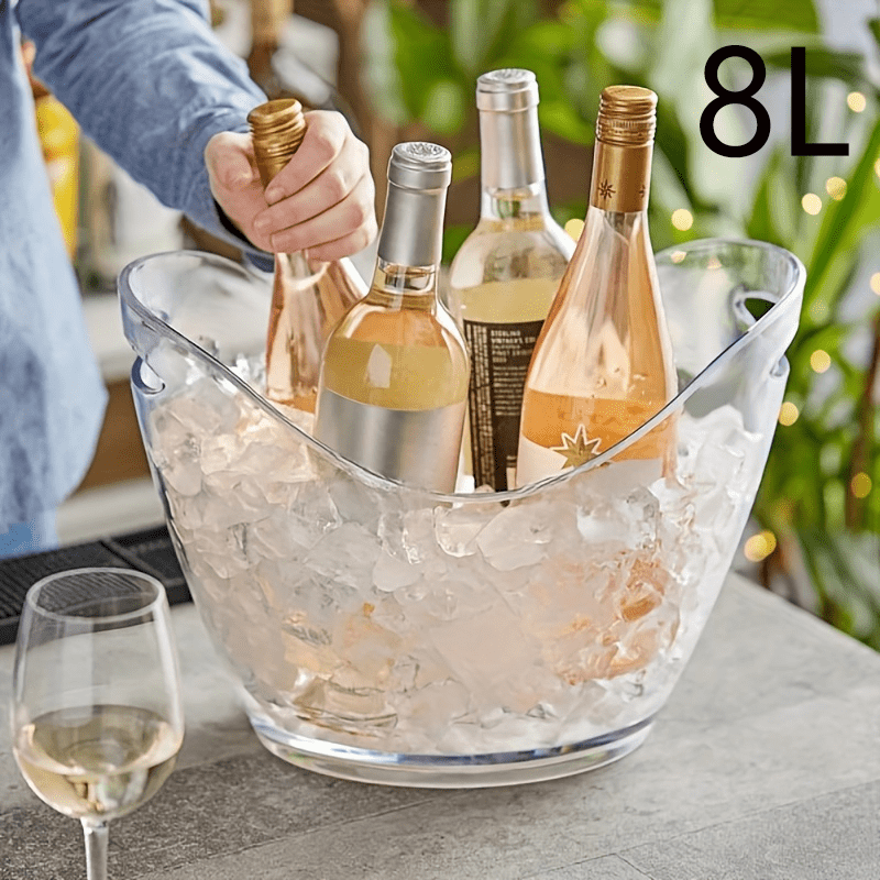Image of Dotocook 4/8l Large Acrylic Ice Bucket Transparent Beverage Chiller For Wine Beer Soda Perfect For Home Parties Bars Restaurants Outdoor Gatherings Commercial Household Use