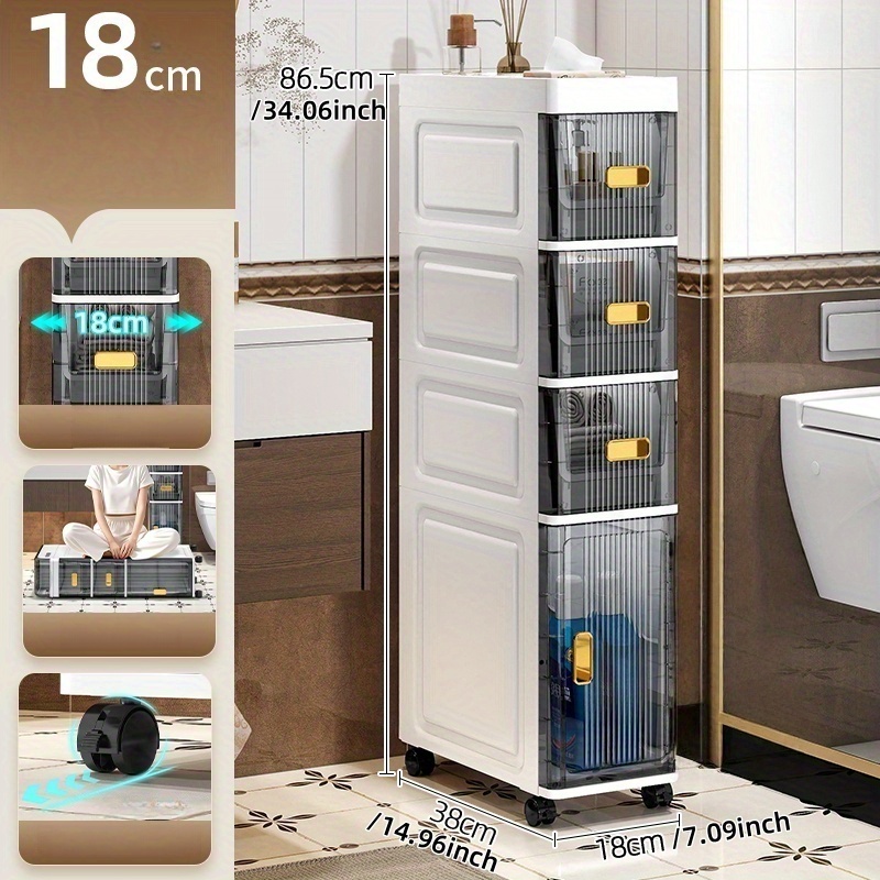 1   armário de armazenamento para   estreitos, armário impermeável para banheiro, prateleira de armazenamento para cozinha com tampa detalhes 4