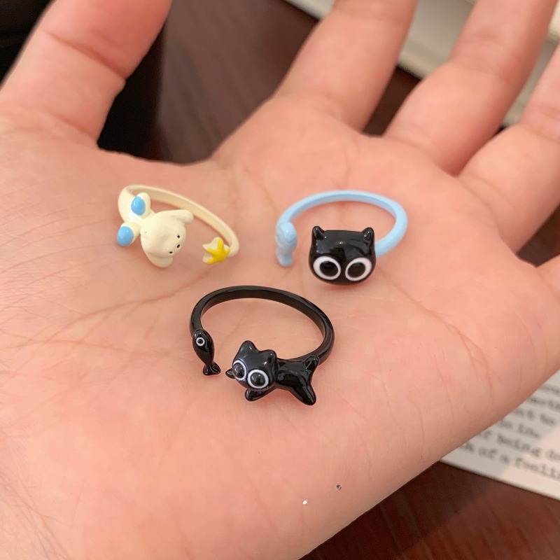 Women's Cat & Fish Open Adjustable Ring