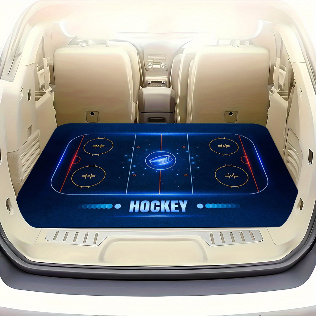 TEMU Neon Hockey Rink Design Trunk Mat For - Includes And Pucks, Suitable For Suvs, Sedans, And Trucks, Trendy Addition, Ideal Present For Hockey