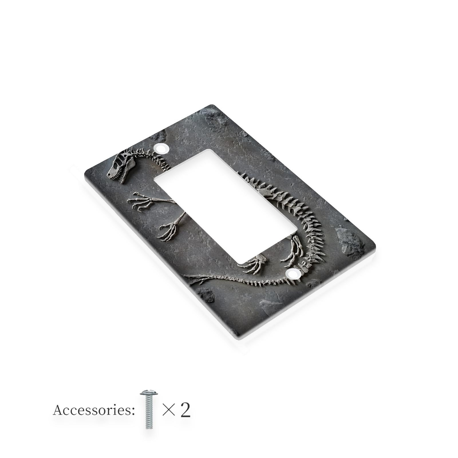 TEMU 1pc 1gang/2gang Dinosaur Skeleton Light Switch Plates - Ornamental Wall Cover For Bedroom, Kitchen, Home Decoration