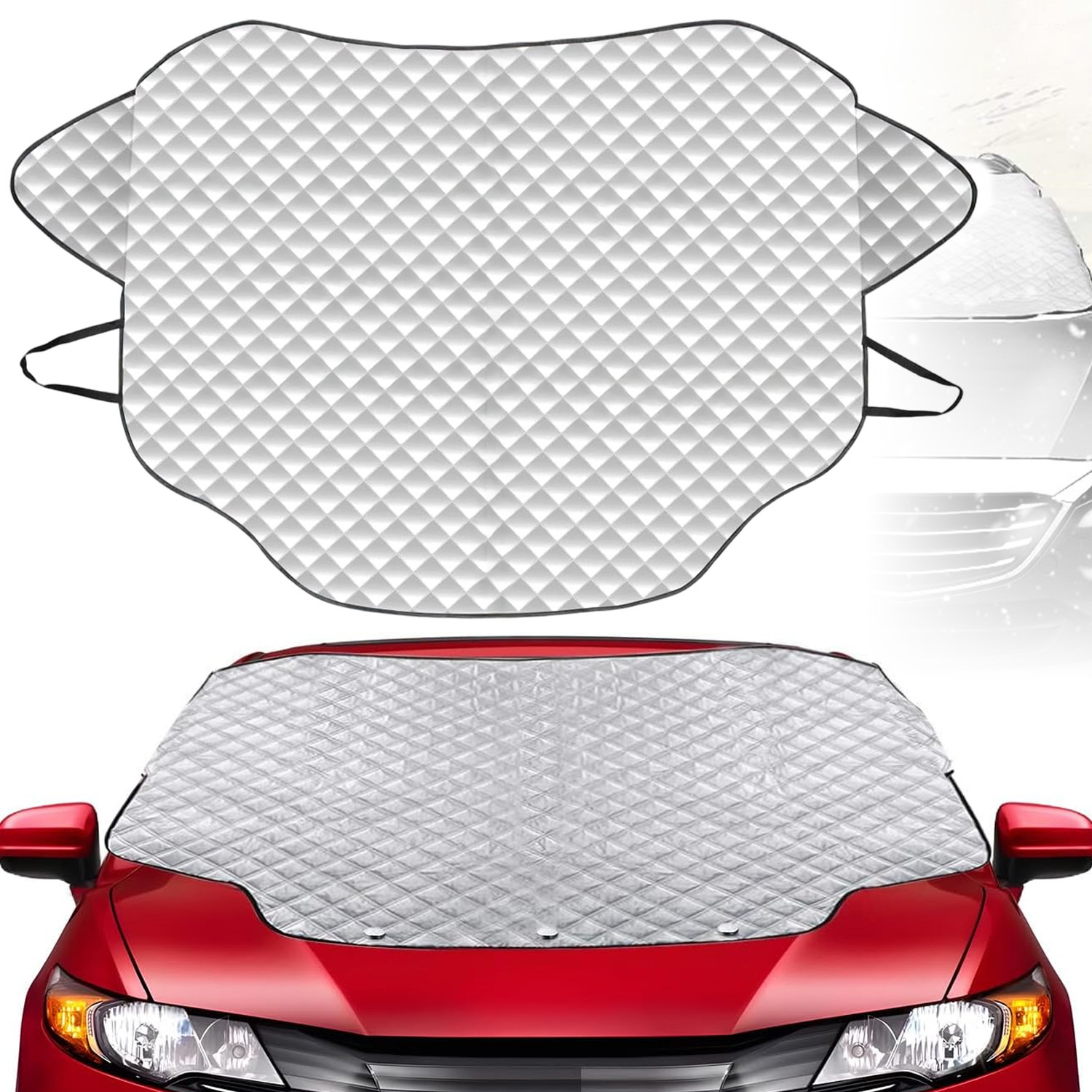 Image of Car Front Windscreen Cover With Magnetic Edges, 4 Layers Thickness, Sun Protection Frost Resistant For Sedan Van Suv