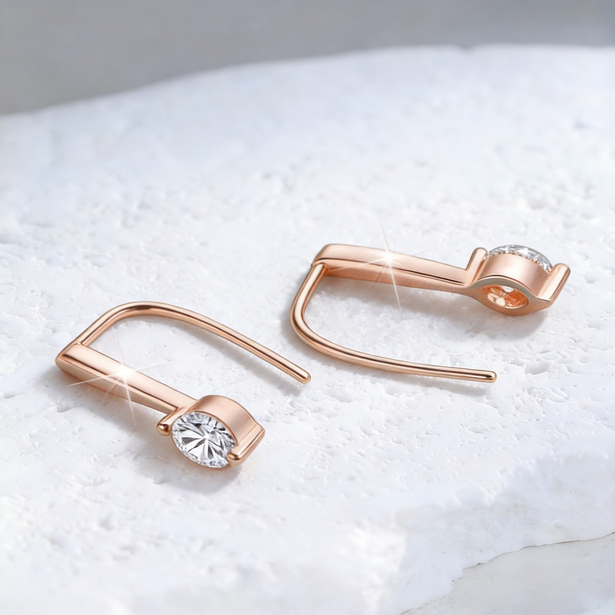 Image of A Pair Of 925 Sterling Silver 0.5ct/1ct Moissanite Hook Earrings, Stylish And High-quality, Suitable For Men And Women. Wear And As Gifts For Valentine's Day, Christmas, Mother's Day, And New Year