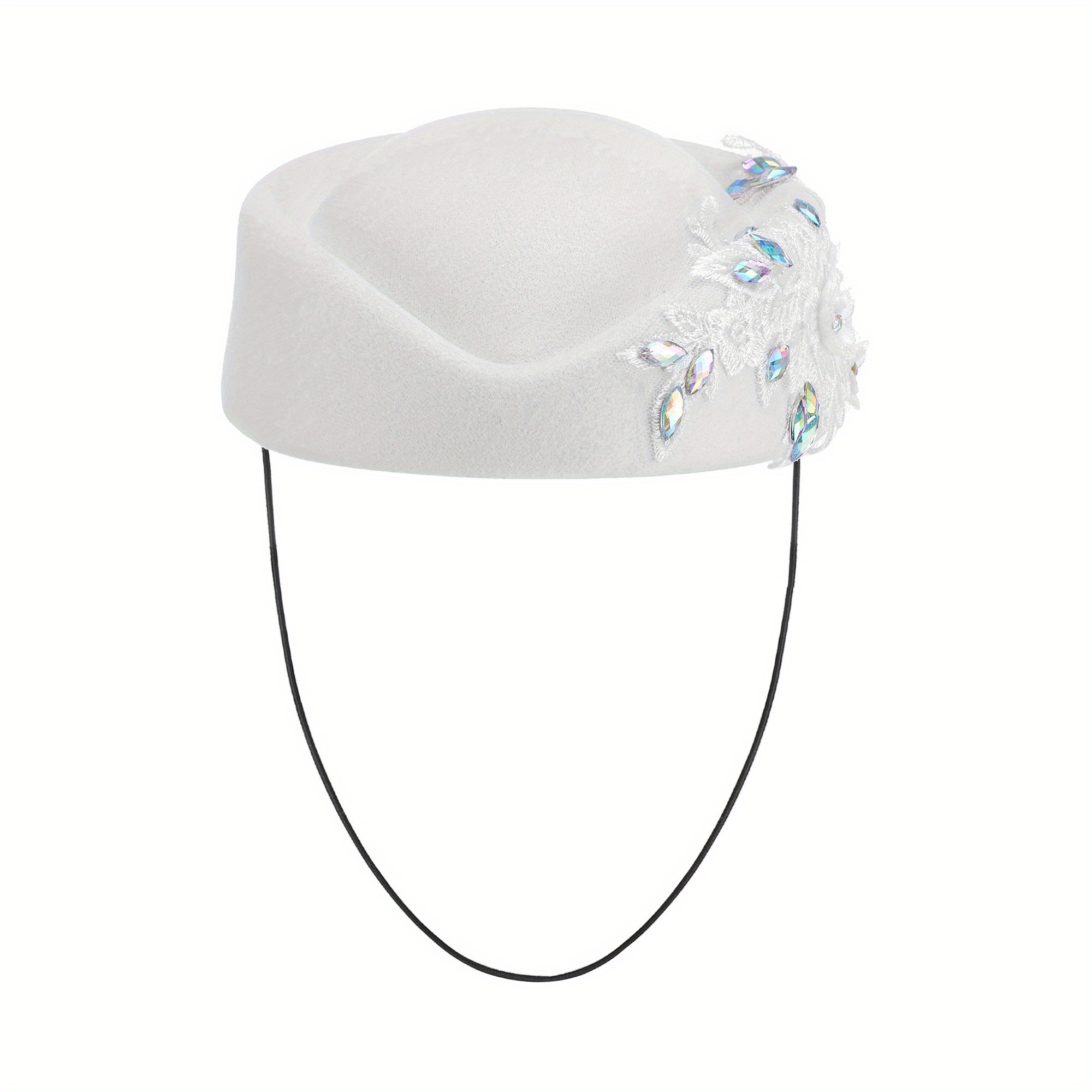 women vintage church hats 3d flower applique felt pillbox - Temu