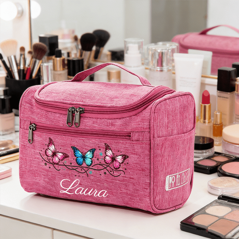TEMU Vibrant Iridescent And Floral Branch Print Personalized Name Toiletry Bag, A For Birthday And Holiday Gifts. A Unisex Handheld Storage Pouch, A