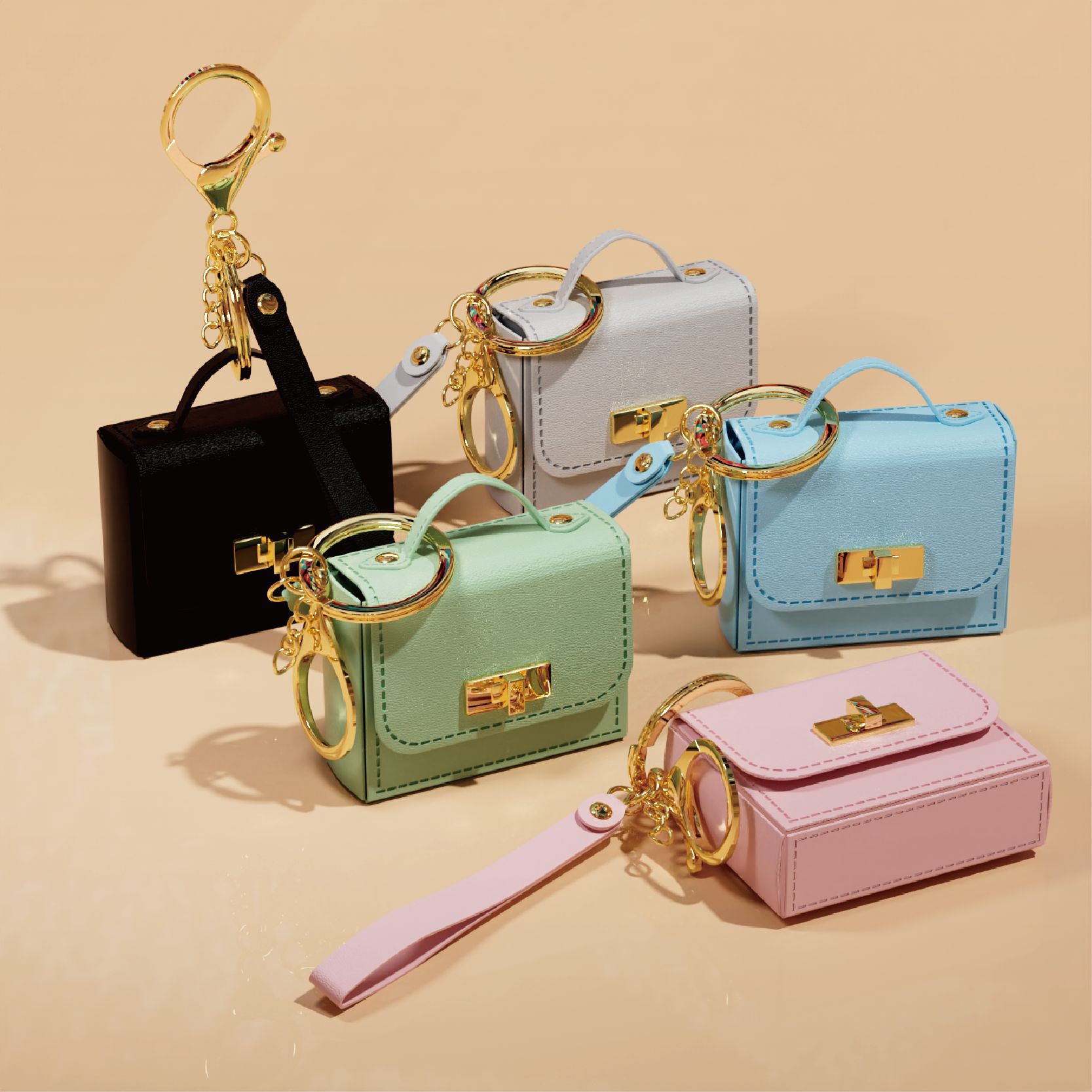 A Mini Keychain Pouch with a Faux Leather Handle, a Coin Purse Accessory, a Phone Bag Charm Gift, Compact And Exquisite, Highly Fashionable, Easy to Carry, Suitable for Various Styles of Clothing And Bags