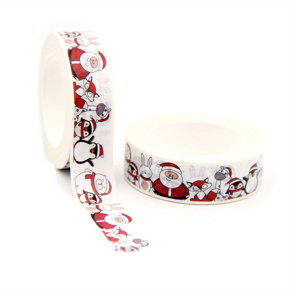 TEMU A Roll Of Decorative Adhesive Tape Featuring Santa Claus, Snowmen, And Penguins, Perfect For Projects, Scrapbooking, And Office Supplies