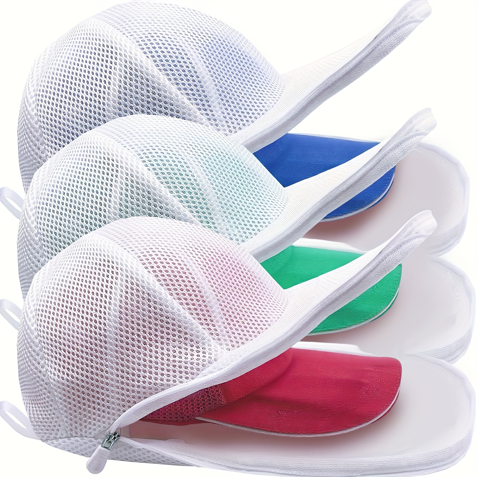 3pcs washing machine hat cleaning cage with zipper closure suitable for baseball caps and hat washing bags protects delicate hats from damage ideal for sports enthusiasts and laundry care laundry accessories hat maintenance mesh design