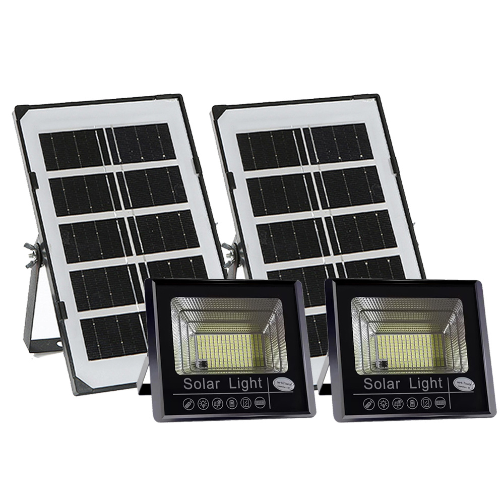 TEMU 2pcs Solar Floodlight Lights - Solar-powered Outdoor , 170 Led Bright Garage Lights, Ip67, Auto , With 16. 4ft Cord For Driveway, Patio, Yard,