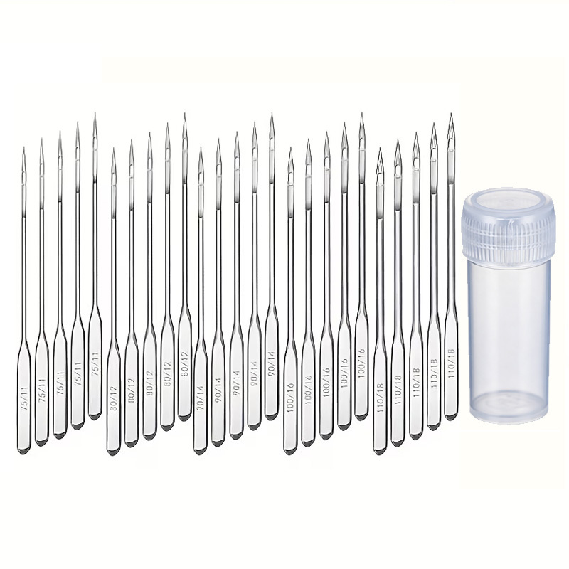 TEMU 51pcs Set: 50 Assorted Household Vintage Sewing Machine Needles (11/75, 12/80, 14/90, 16/100, 18/110) With Storage Bucket, Compatible With