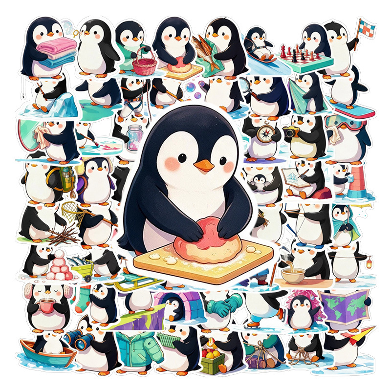 TEMU 70pcs Cute Penguin Sticker Pack Aesthetic Decals Durable Cartoon Animals Stickers For Laptop Water Bottle Phone Case Journal Scrapbook Guitar