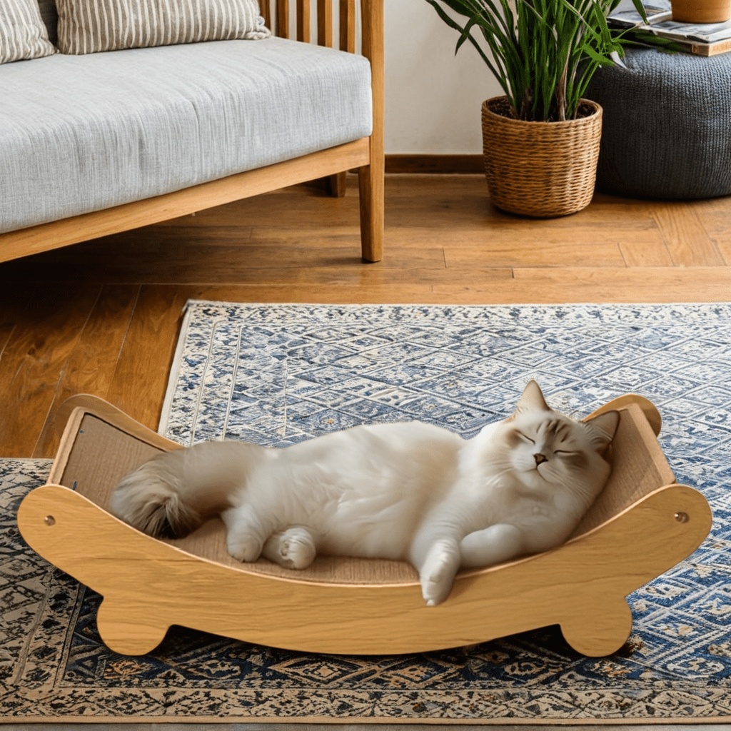 

1pc Multi-Fonctionnel Chat Lit - Lin Chat Grattoir Tour avec Cadre en Bois , Patte Force , Toute- Griffe pour Chats