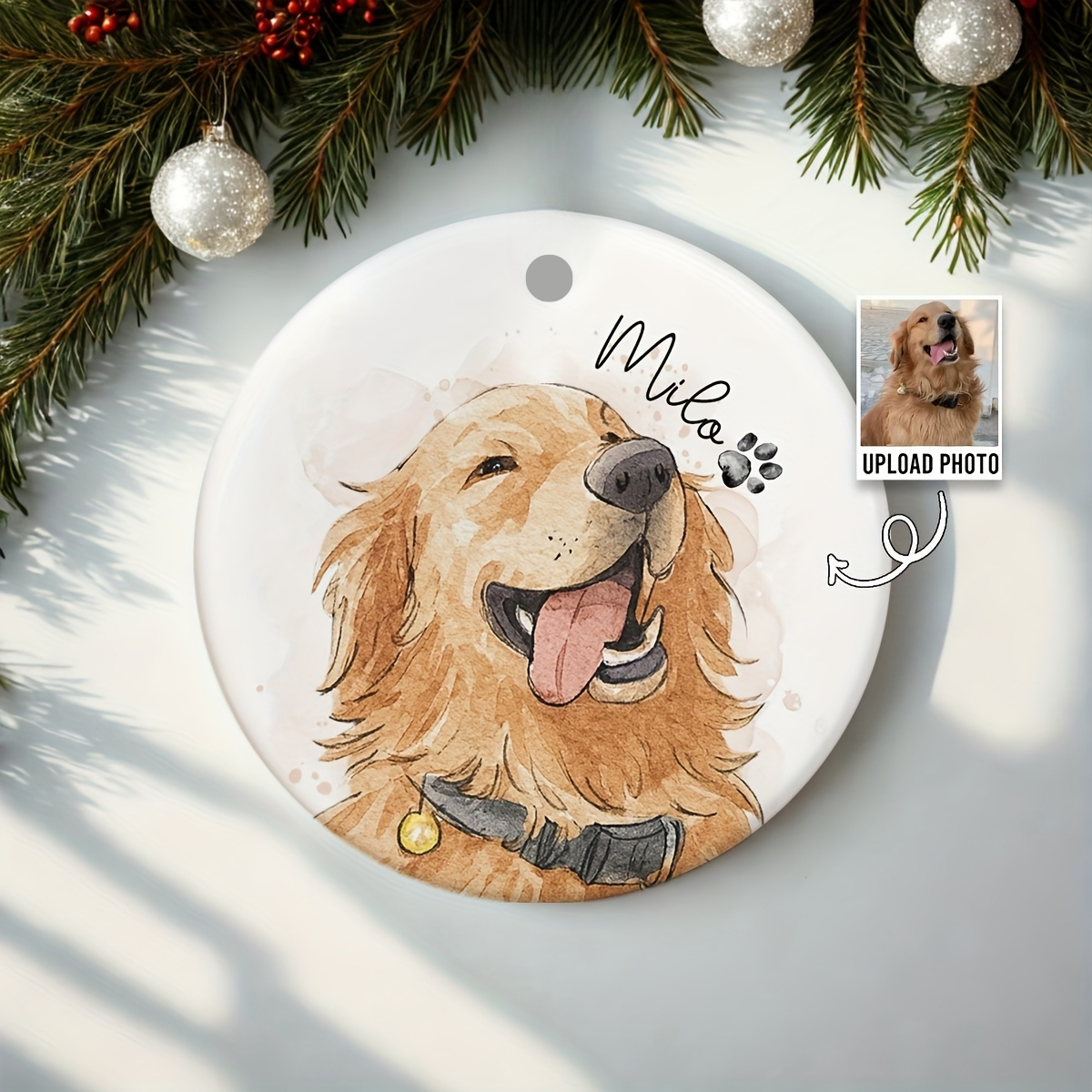 TEMU Personalized Custom Pet Photo Ornaments, Custom Pet Portrait Decorations, Gifts For Dog Lovers, Gifts For Cat Lovers, Custom Commemorative Dog