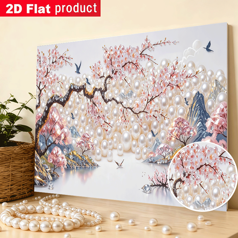 TEMU peinture de perles présente un motif de paysage de . C'est un kit de peinture diamant DIY qui des perles et quelques embellissements en diamant.