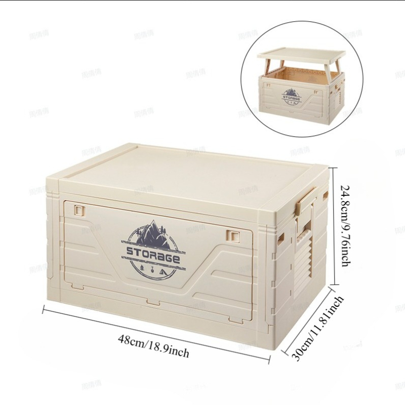 Image of Large, Foldable Storage Bin With Lid-made Of Durable Plastic; Perfect For Camping Gear, Fishing Tackle, And Car Trunk Organization. An For Christmas Gift Storage, Organization, And Back-to-.