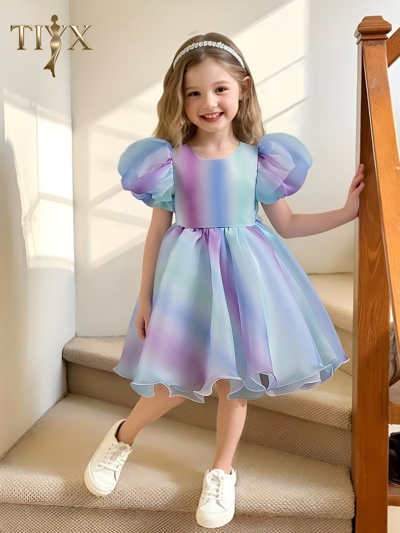 dress for toddler girl birthday Baby Girl Silver Shimmery Princess Birthday Dress main image 1