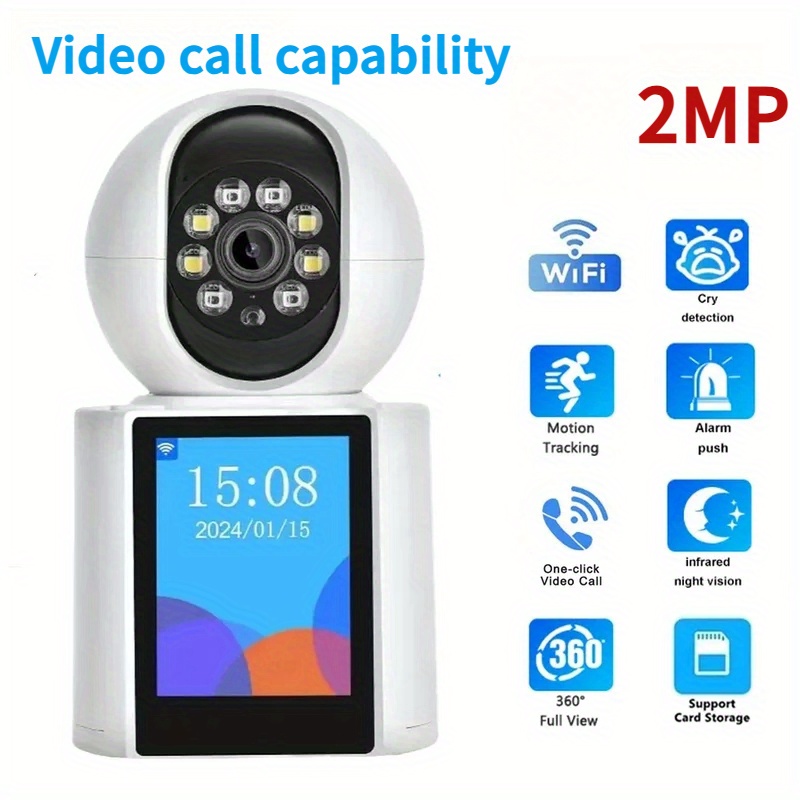 camera de securitate pentru exterior cu rezolutie hd 1080p de 2mp, cu audio bidirectional, vedere panoramică de 360°, detectare de   si audio bidirectional - autoadeziva, alimentata   usb pentru monitorizarea  ,   persoanelor in varsta si a bebelusilor, camere de securitate pentru casa, dispozitiv de ajutor pentru persoanele in varsta, design compact, inregistrare de   rezolutie detalii 0