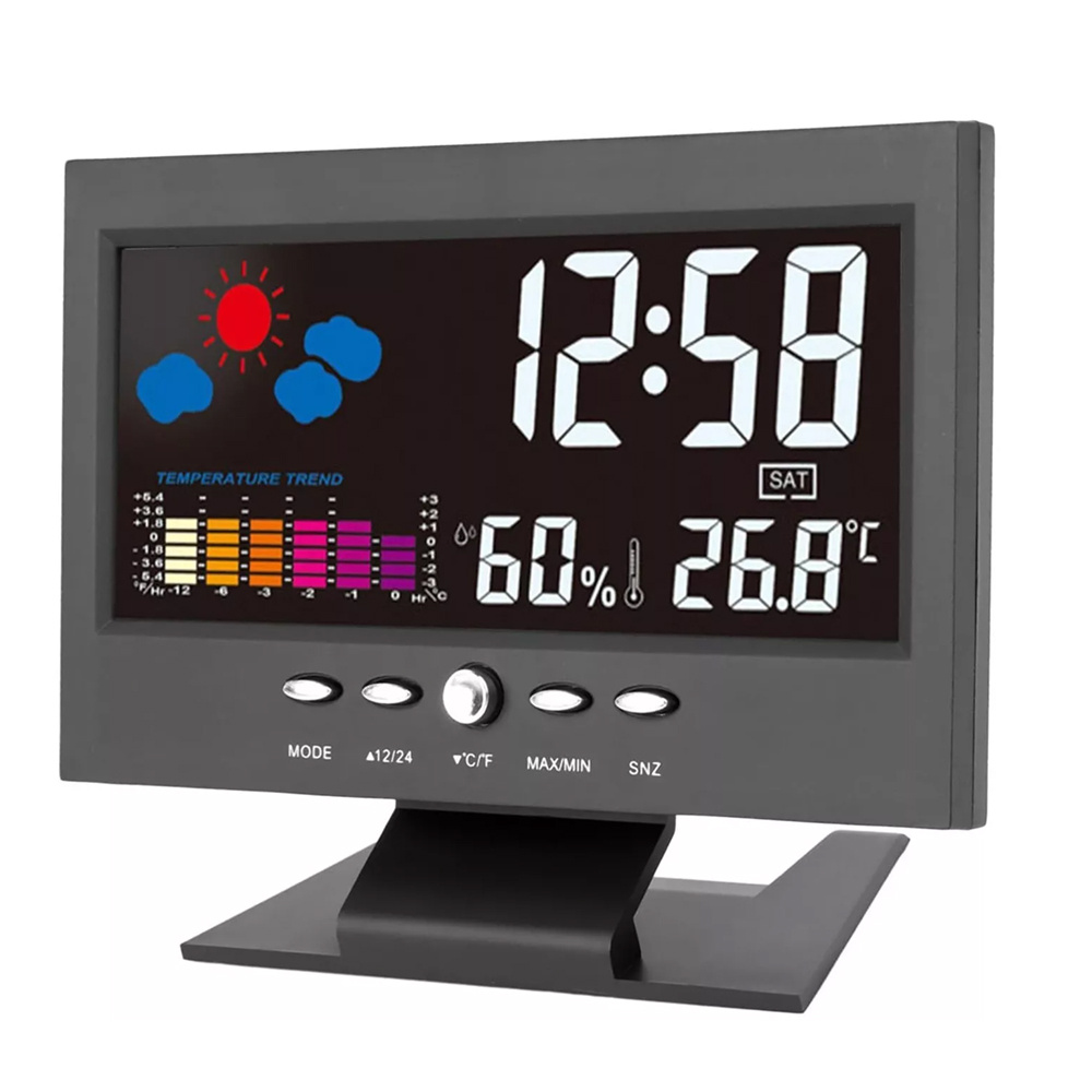 TEMU 1pc Smart Digital Clock Thermometer Hygrometer With Voice Backlight, Multifunctional Thermometer Hygrometer Suitable For Home, Temperature &