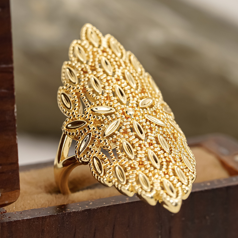E-shop 1 Stück CUY Damen KC Blumenring – Hohles Lochmuster Bling Bling Vintage Hochzeits-, Party-Schmuck Geschenk für , Tanzparty, Ganzjähriges