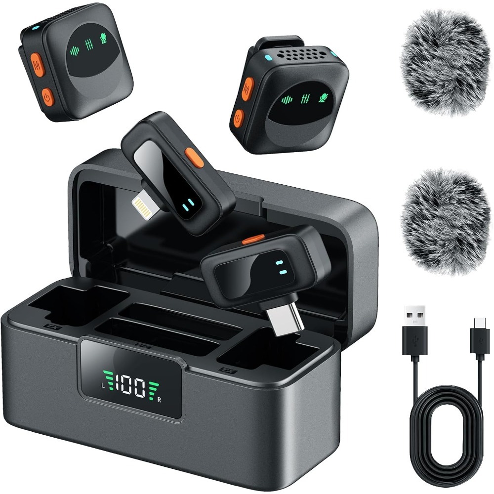 TEMU Mini Mic Wireless Lavalier Microphone System Clip-on Microphone For Iphone, , 48h Battery With & Mute Function, Video Recording, Vlogs, Live