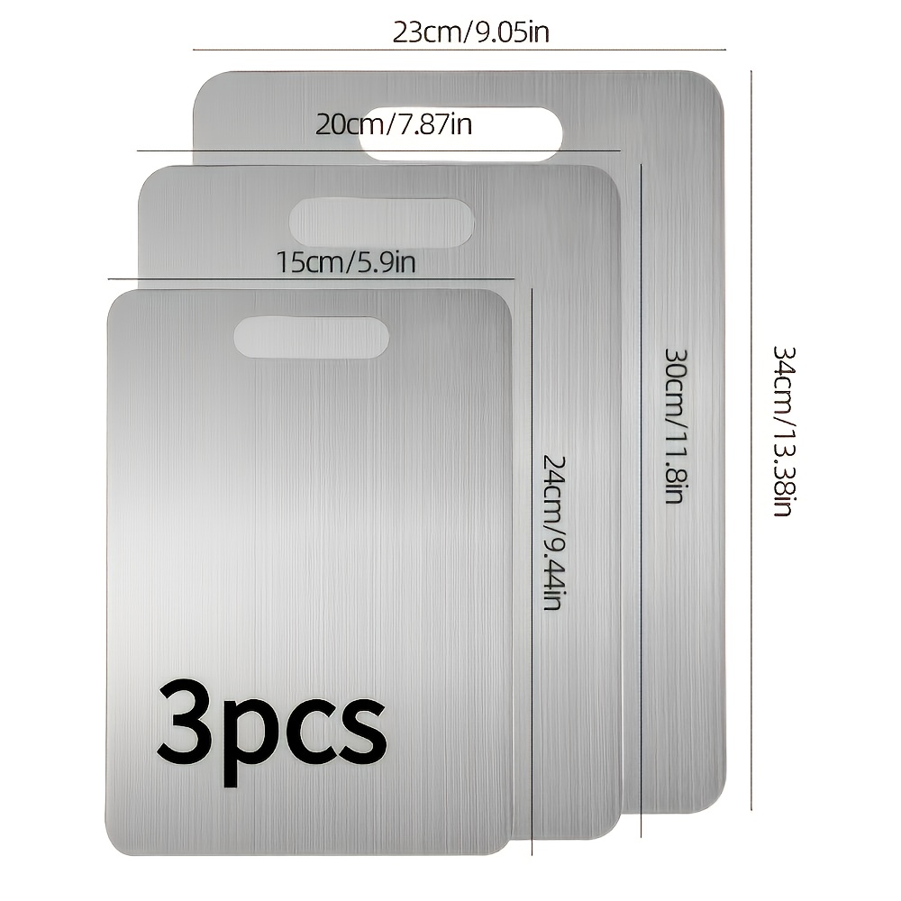 Image of 3pcs Upgraded Thickened 100% Titanium Cutting Boards - Double-sided Kitchen Boards Suitable For Meat/fruits/vegetables - Dishwasher Safe - Ideal For Family Restaurants And Hotels
