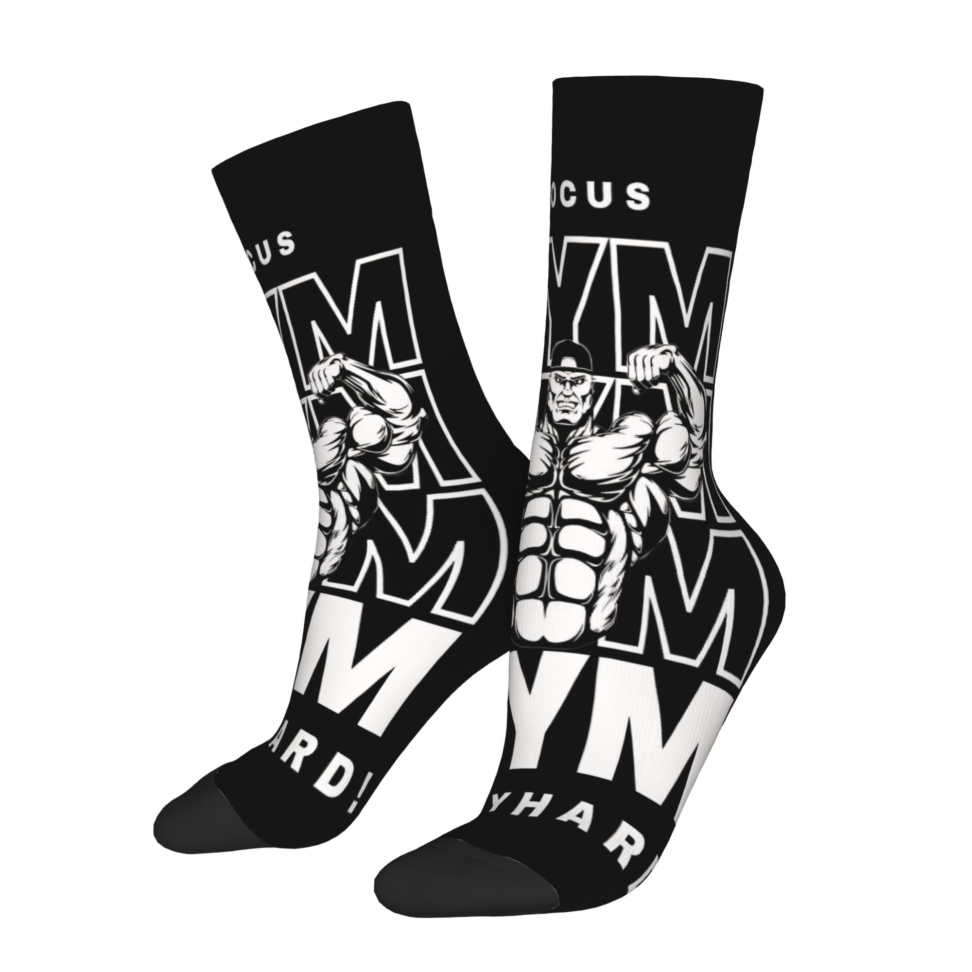 TEMU Calcetín de gimnasio GYM estampado para hombre, diseño de impresión 2D de poliéster