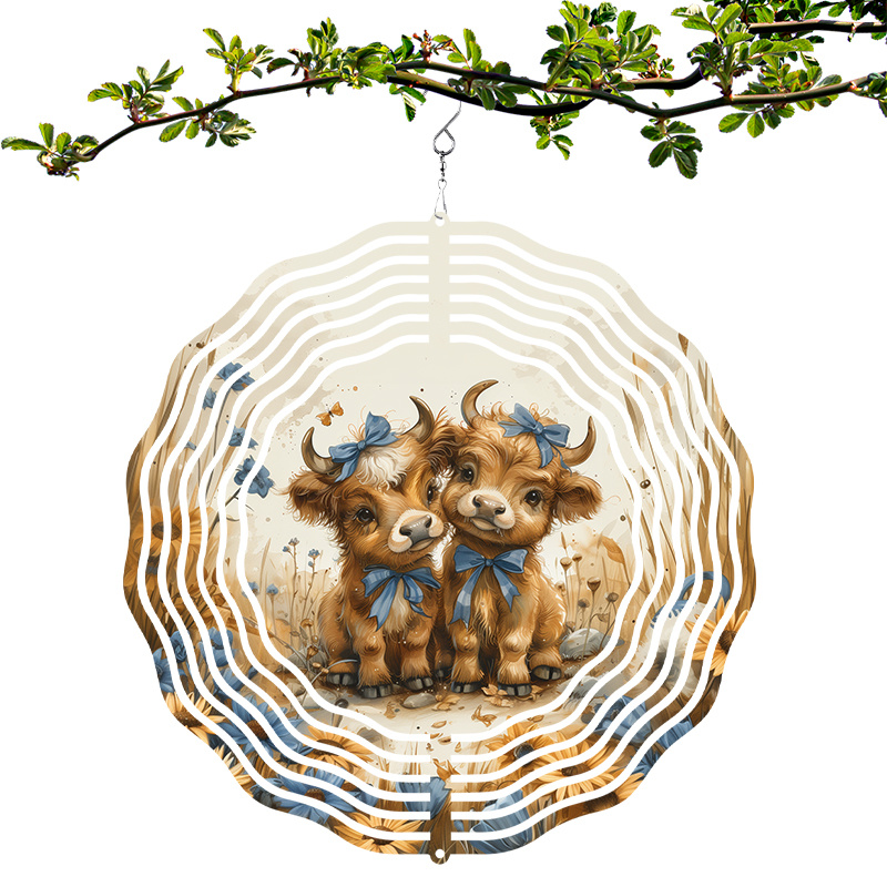 

3d Highland Cow Wind Spinner - Metal, Battery-free, Indoor/outdoor Decor For All & Holidays