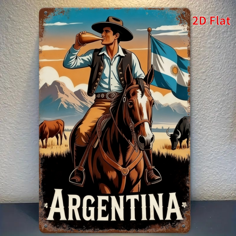 TEMU 2d Flat, 1pc [2dfalt] Cowboy Wall Decor - Bohemian Iron Gaucho Panel Suitable For Home, Office, Restaurant, Christmas Decoration, Rustic South