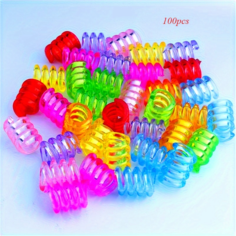 E-shop 100 Stück Bunte Transparente Haarperlen mit Großen Löchern - Mehrfarbige Kunststoff-Perlen für DIY-Haarschmuck, Stirnbänder & Scrunchies &