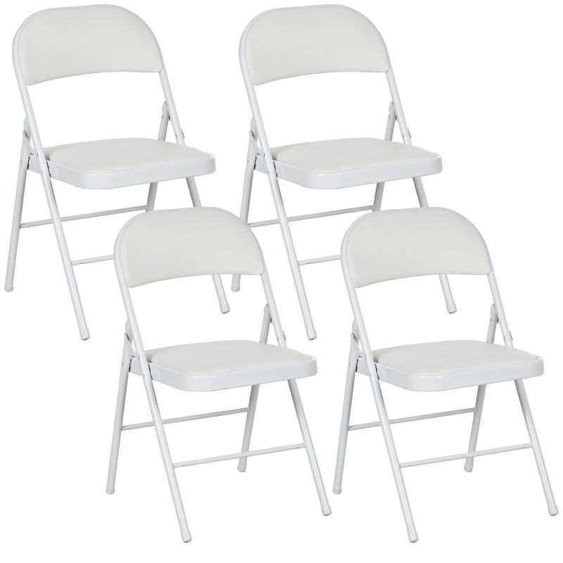 set of 4 folding chairs portable dining room chairs   dim 45l x 46p x 78h cm white