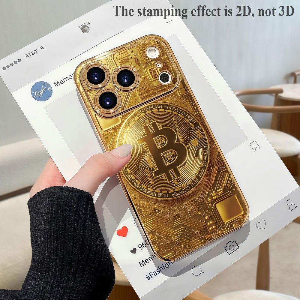 TEMU Phone Case: 2d Flat Phone Case: Electroplated Smartphone Case With Logo And Circuit Board Patterns, Suitable For Iphone 17/16/15/14/13/12/11 Pro