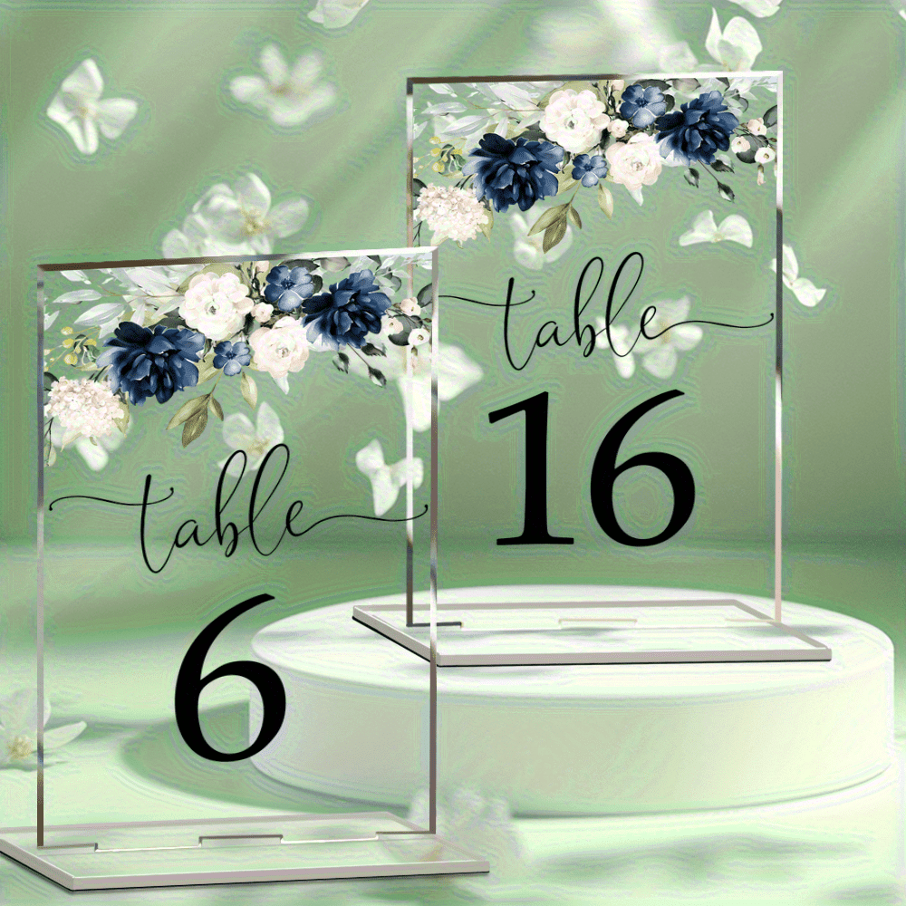 TEMU A Set Of 20 Elegant Acrylic Table Number Cards For Weddings, Featuring Transparent Floral Designs, Suitable For Weddings, Birthdays, Or Formal