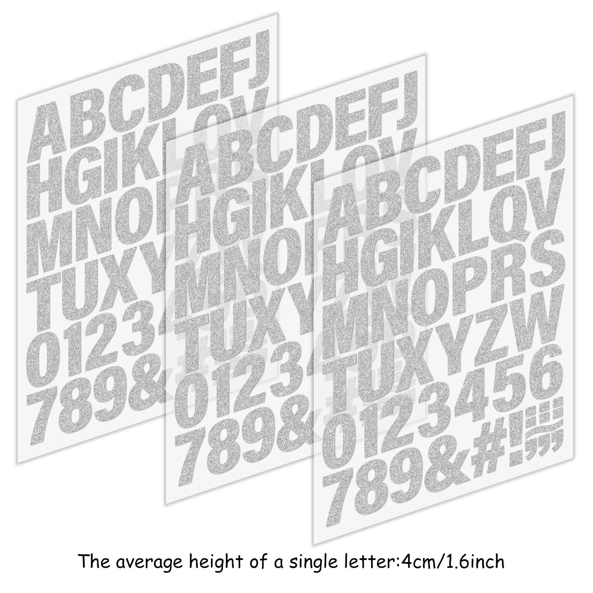 TEMU 3pcs, Golden Silvery Glitter Powder Letters -z Numbers Marks Iron-on Sticker, Cuttable Easy Printed By Household Irons Dtf Ironing Decal, For
