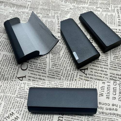 black glasses case pressure resistant fashion glasses case case portable metal pu leather unisex