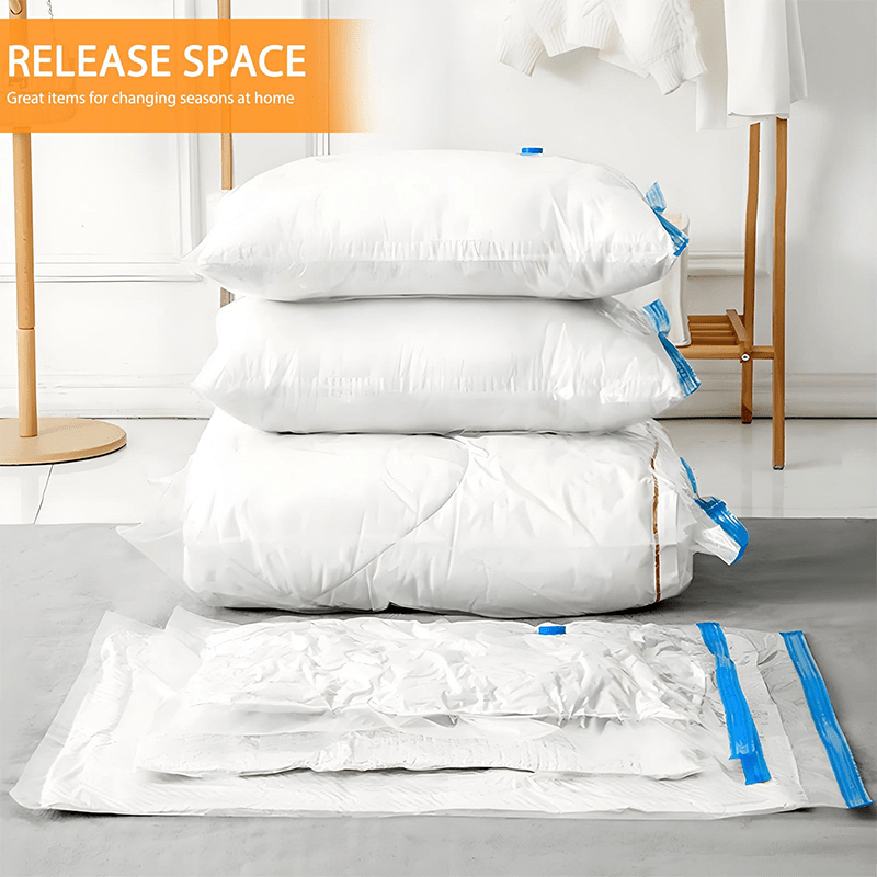 5pcs Vacuum Storage Bag Set with Manual Pump, Durable and Space-Saving