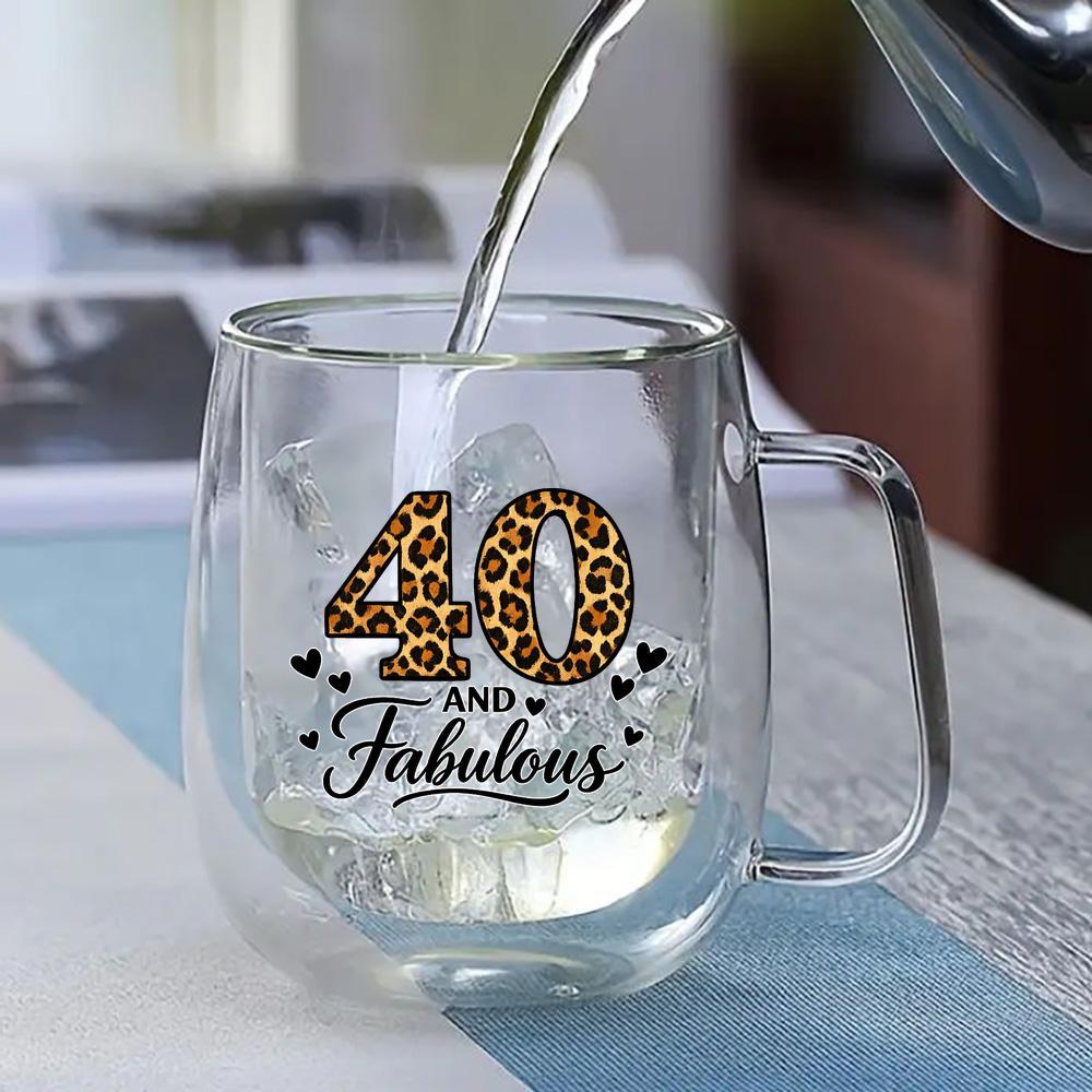 TEMU Verres à à imprimé léopard 40, mug en verre à double paroi isolée avec , motif tendance avec accent de cœur, tasse réutilisable pour boissons