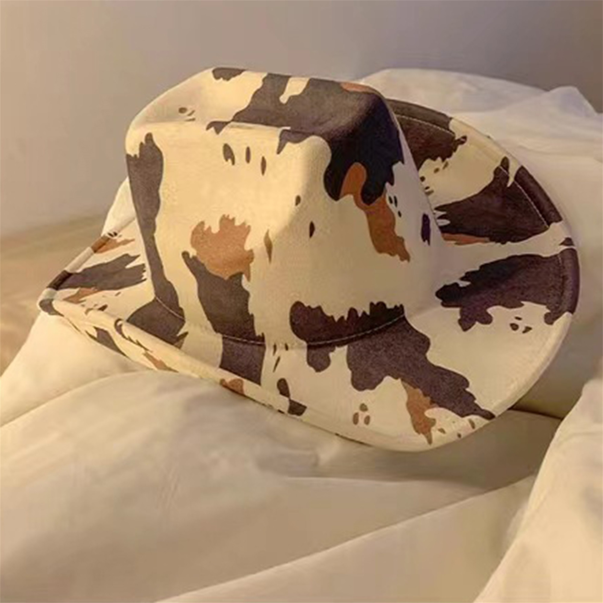 womens cow print cowboy hat straw western hat adjustable - Temu display picture 3