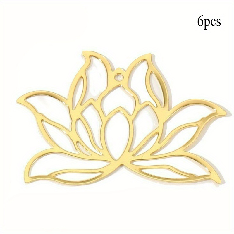 TEMU 6pcs Pendentif Lotus Doré - Ajouts de Bijoux, Idéal pour Créations Artisanales, Complexes, Ornement de Chaîne et Facile à Utiliser, Pendentifs,