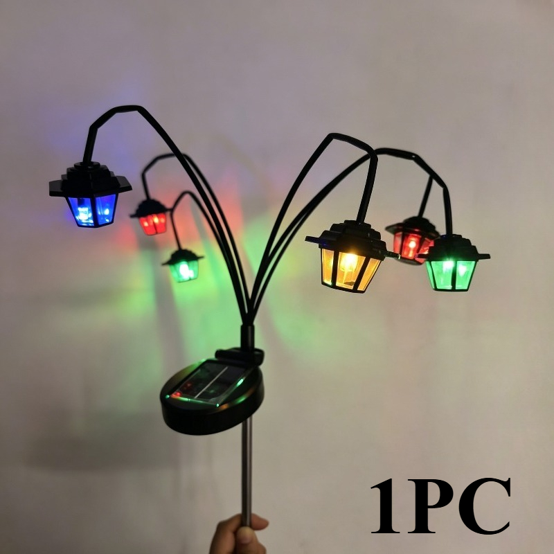 TEMU 1pc Outdoor Solar Vintage Lantern With Colorful Light, 6 Led Lights, For Courtyard Pathway Lighting, Garden Landscape Decoration Artifact,