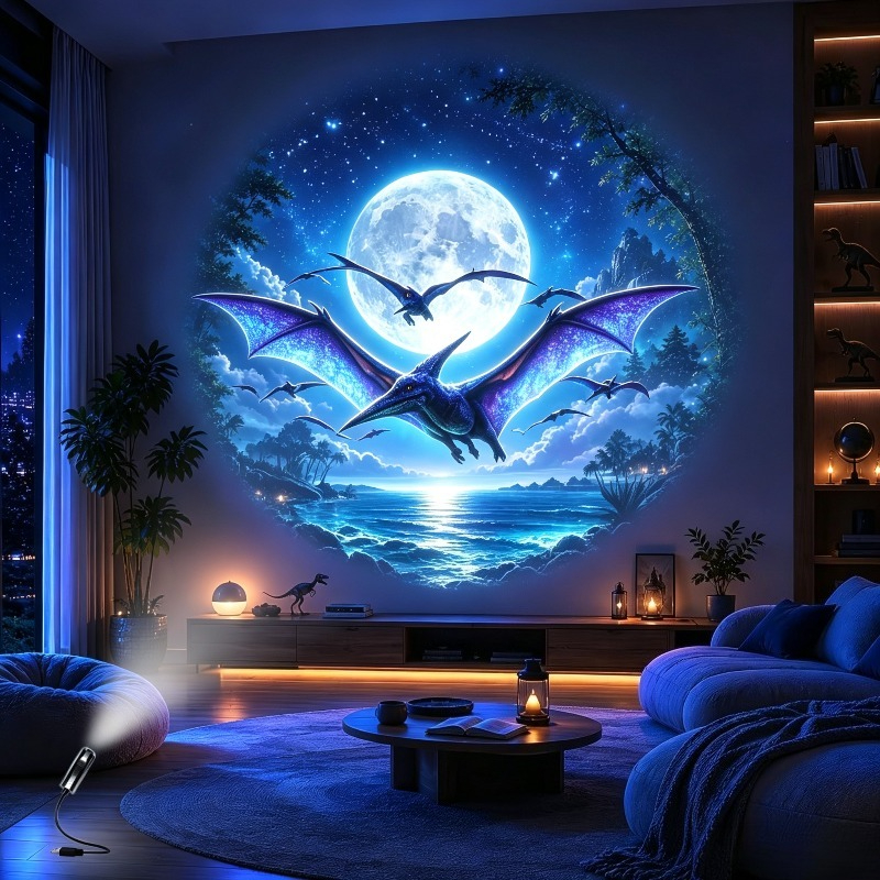 TEMU Jurassic Dinosaur Projection Lamp, , , And Other Prehistoric Creatures, Fantasy Dinosaur-themed Led Ambient Night Light, Suitable For Bedroom