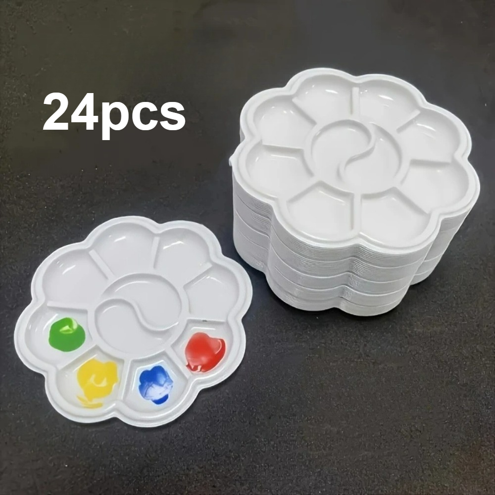 TEMU Lot de 24 stylos palette jetables de 3,15 pouces, palette en plastique à motif de blanches pour peinture DIY, fournitures d'art essentielles,