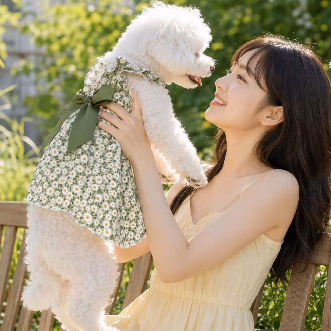 1pc small dog summer dress floral printed ruffle strap pet cami dress with back bow cute puppy clothes for bichon poodle daily outfit Product details 13