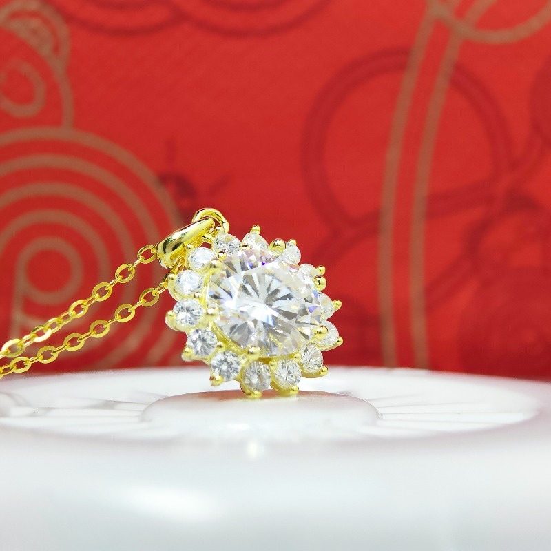 Women's 2 Carat Elegant 925 Silver Moissanite Necklace, Valentine's Gift