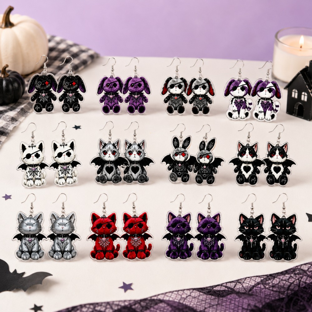 12 Pairs Gothic Acrylic Pendant Earring Set, Fun Accessories