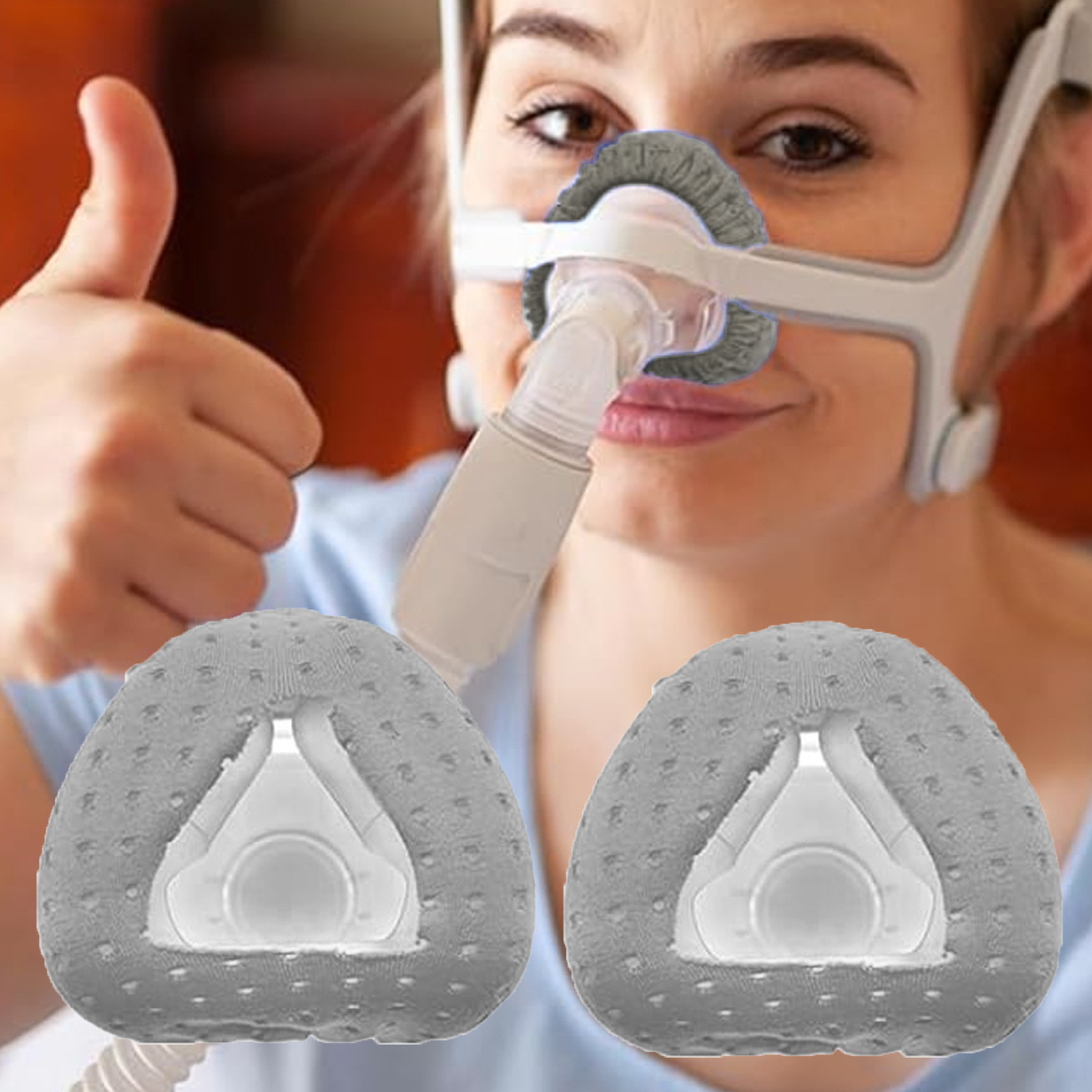 2 Gray Perforated Ventilation Face Masks/nasal Masks, Made of   Material, Reusable, Easy to Carry,   Tool, Universal Ventilator Accessory