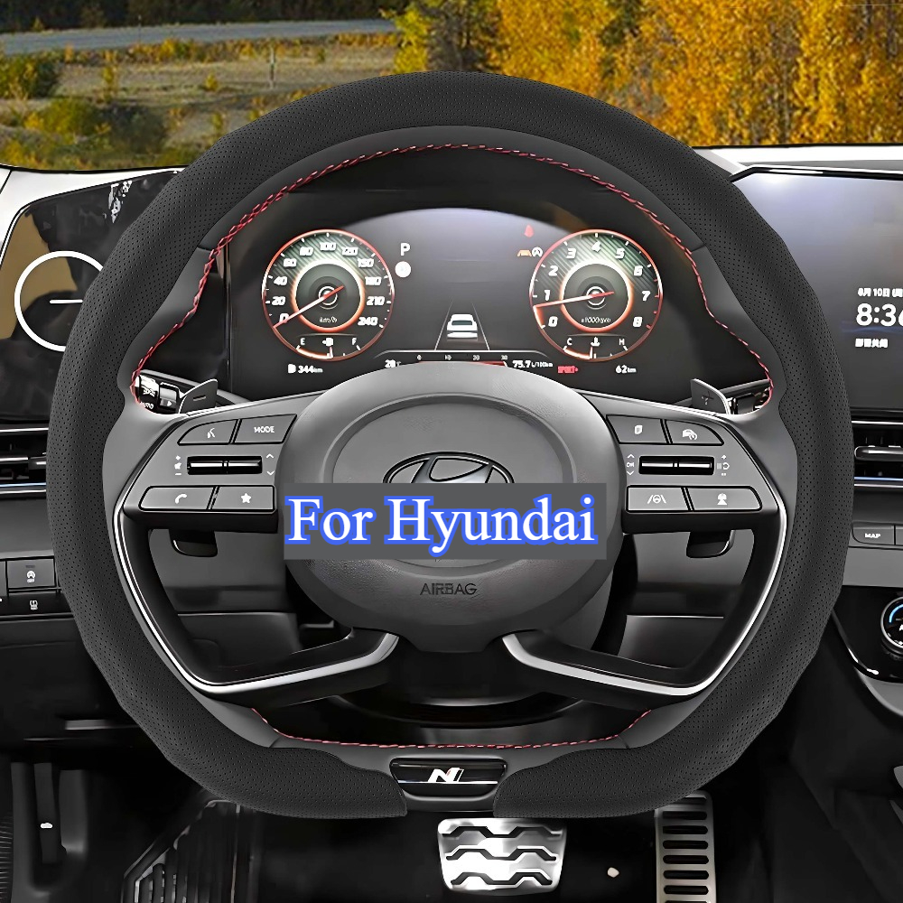 TEMU Modern Steering Wheel Cover With Wavy Sporty Design, Breathable Pu Leather, -style Installation, Stylish And Convenient, , Anti-slip,