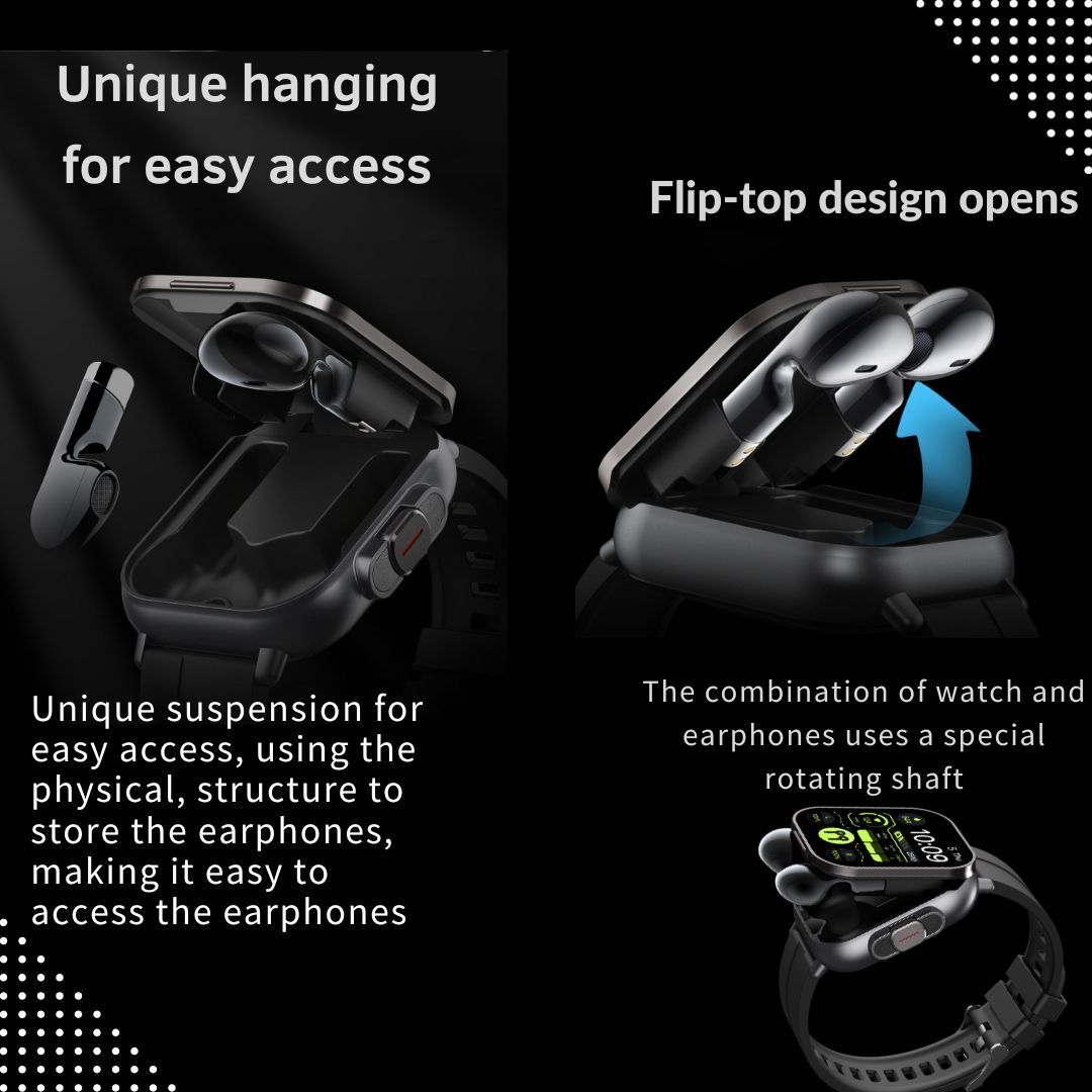 smart watch with built in earbuds 2 01 tft display 240p resolution non waterproof rechargeable lithium polymer battery wireless 5 3 compatible with iphone   fitness   with alarm nfc battery powered 240mah d8 details 3