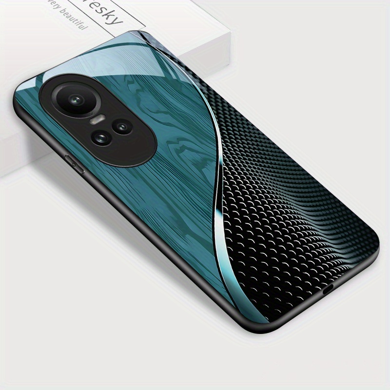 TEMU For Oppo Reno10 Pro 5g Reno 10 Phone Case, Stylish Glossy Fashion Tempered Glass Casing Shockproof Back Cover