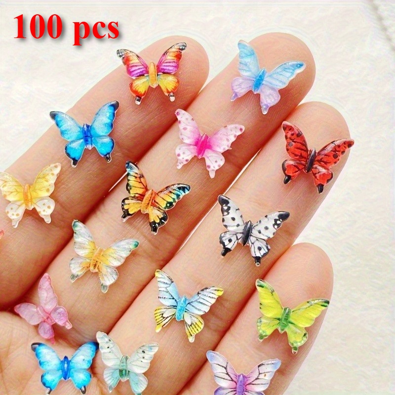 E-shop 100 Stück bezaubernde Harz-Schmetterling Verzierungen, geeignet für Nagelkunst, Schmuckherstellung, Scrapbooking, Haarverzierungen und festliche